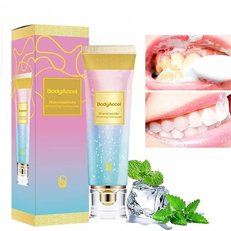 🦷 Dentifrice Blanchissant Triple Action BodyAccel À La Niacinamide 100% APPROUVÉ